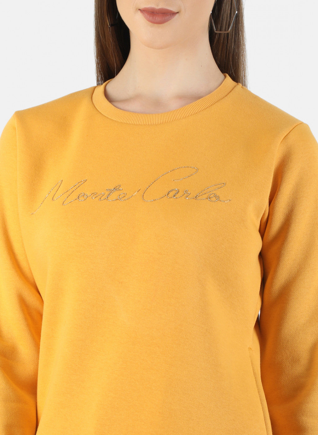 Women Mustard Embroidered Sweatshirt