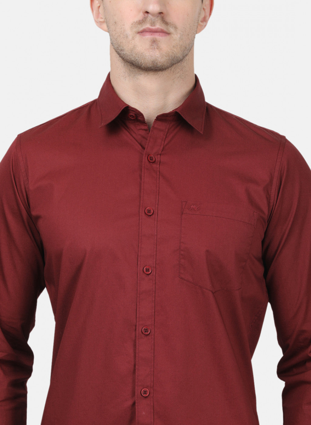 Mens Maroon Solid Shirts