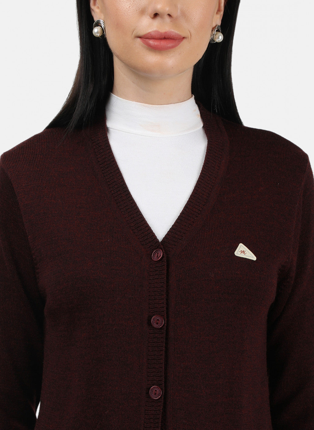 Women Maroon & Purple Mix Solid Cardigan