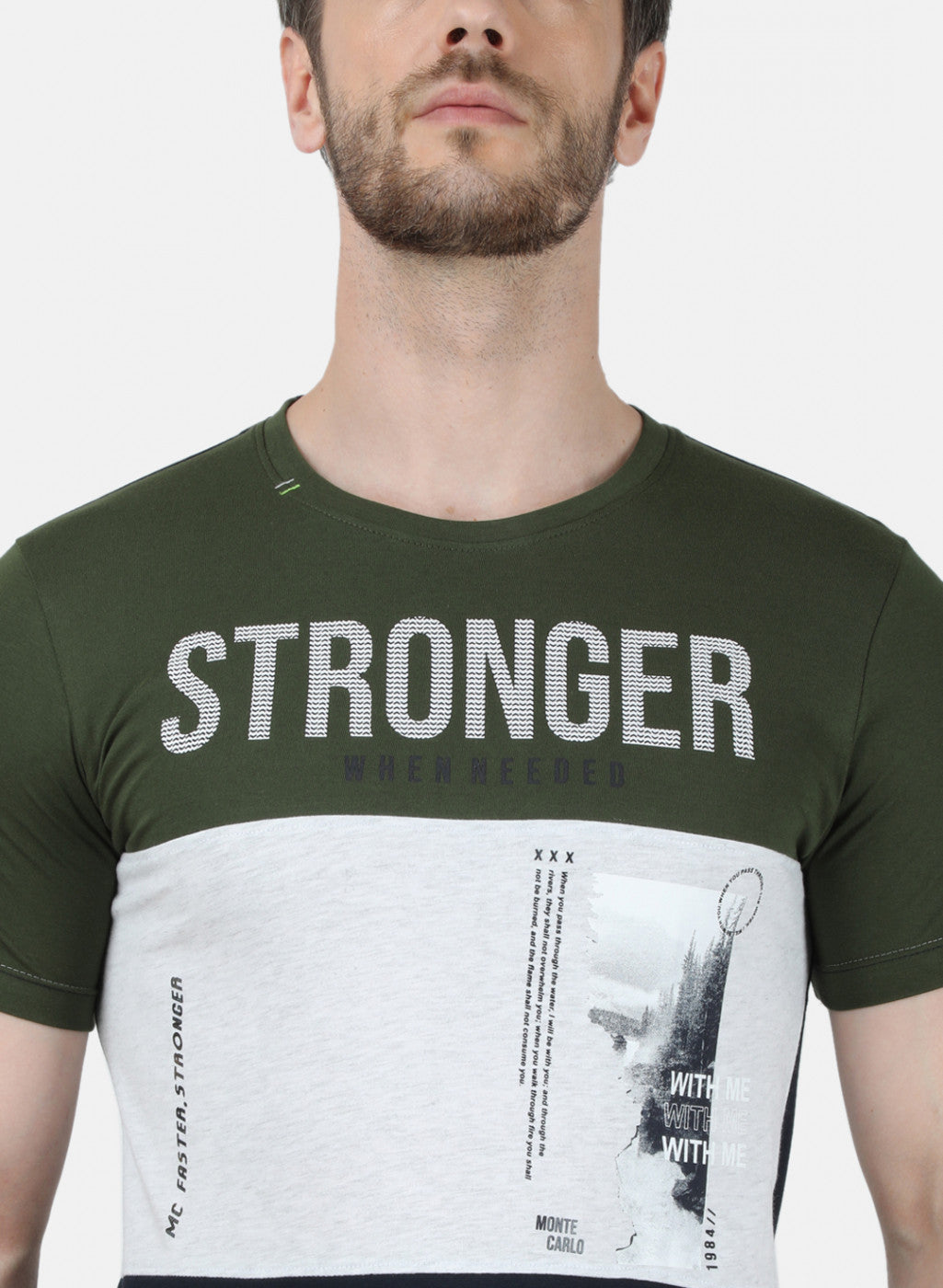 Mens Olive Printed T-Shirt