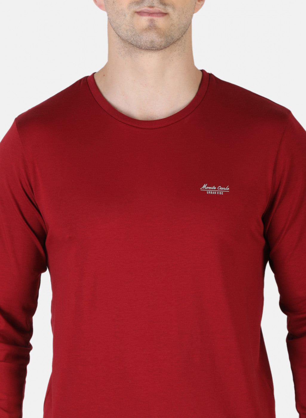 Men Maroon Plain T-Shirt