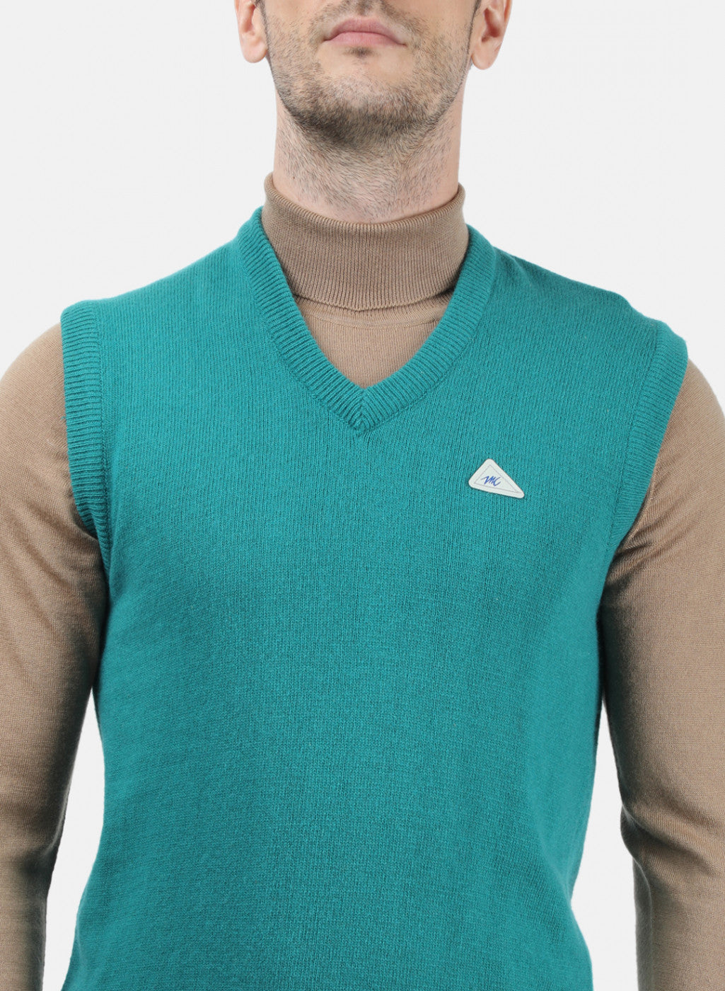 Men Sea Green Solid Sweater