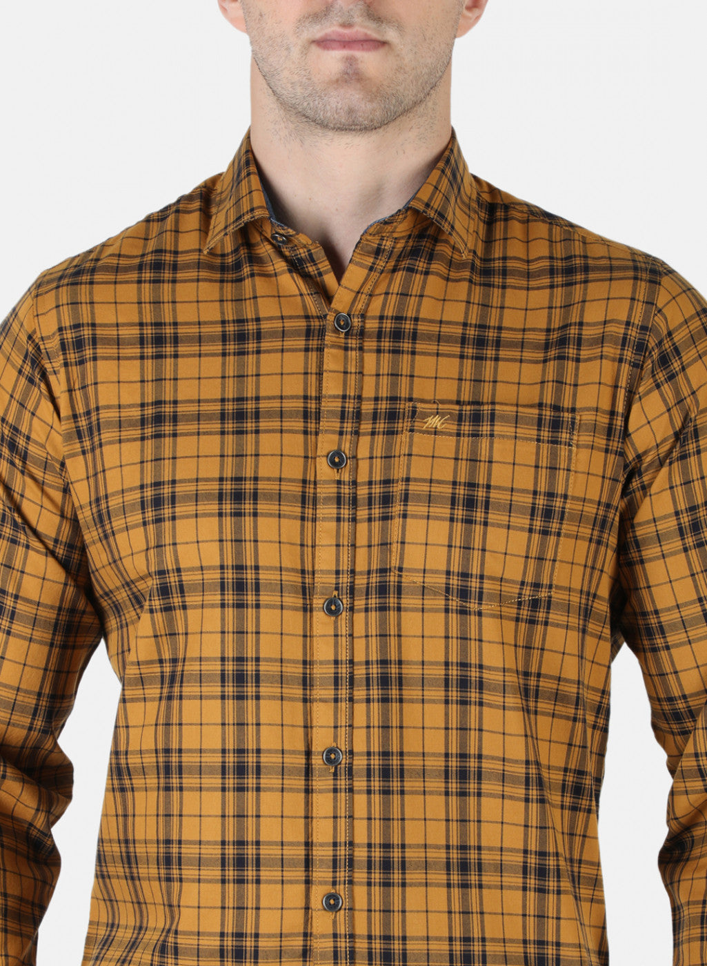 Men Mustard Check Shirt