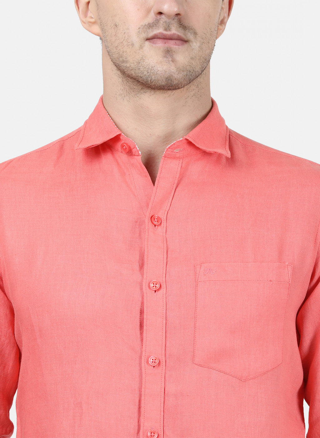 Mens Peach Solid Shirt