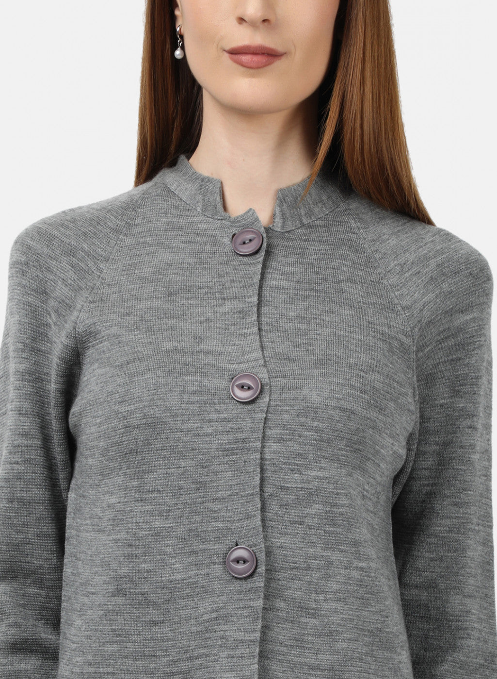 Women Grey Self Design Cardigan