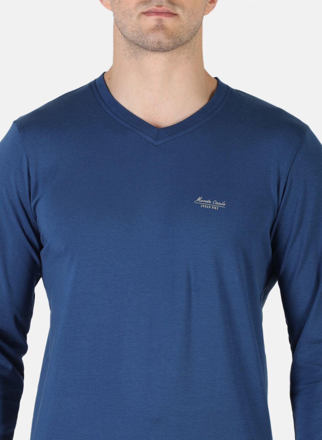 Men Blue Plain T-Shirt