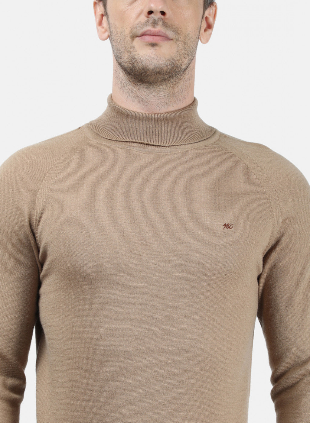 Men Beige Solid Pullover