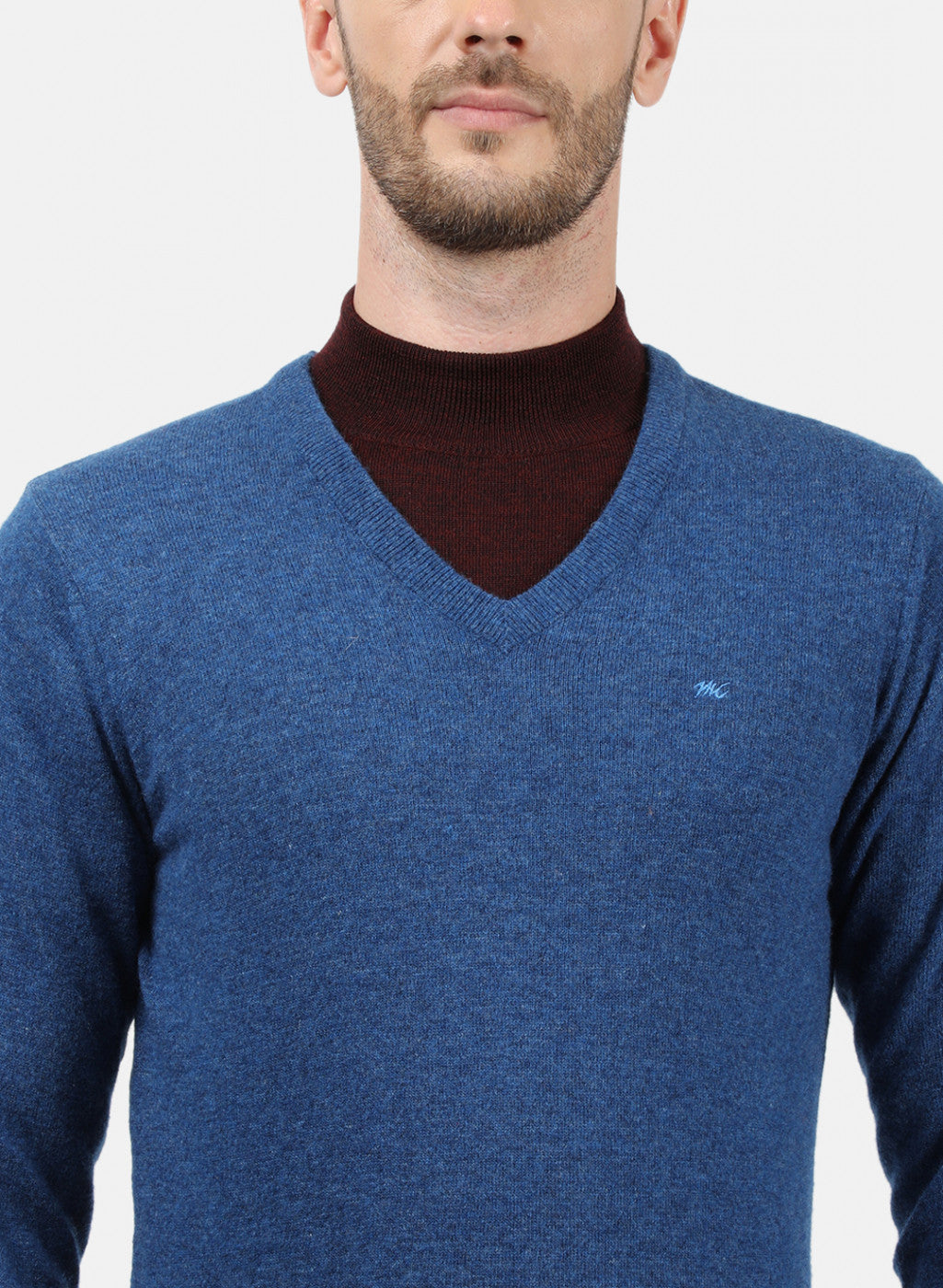 Men Blue Solid Pullover