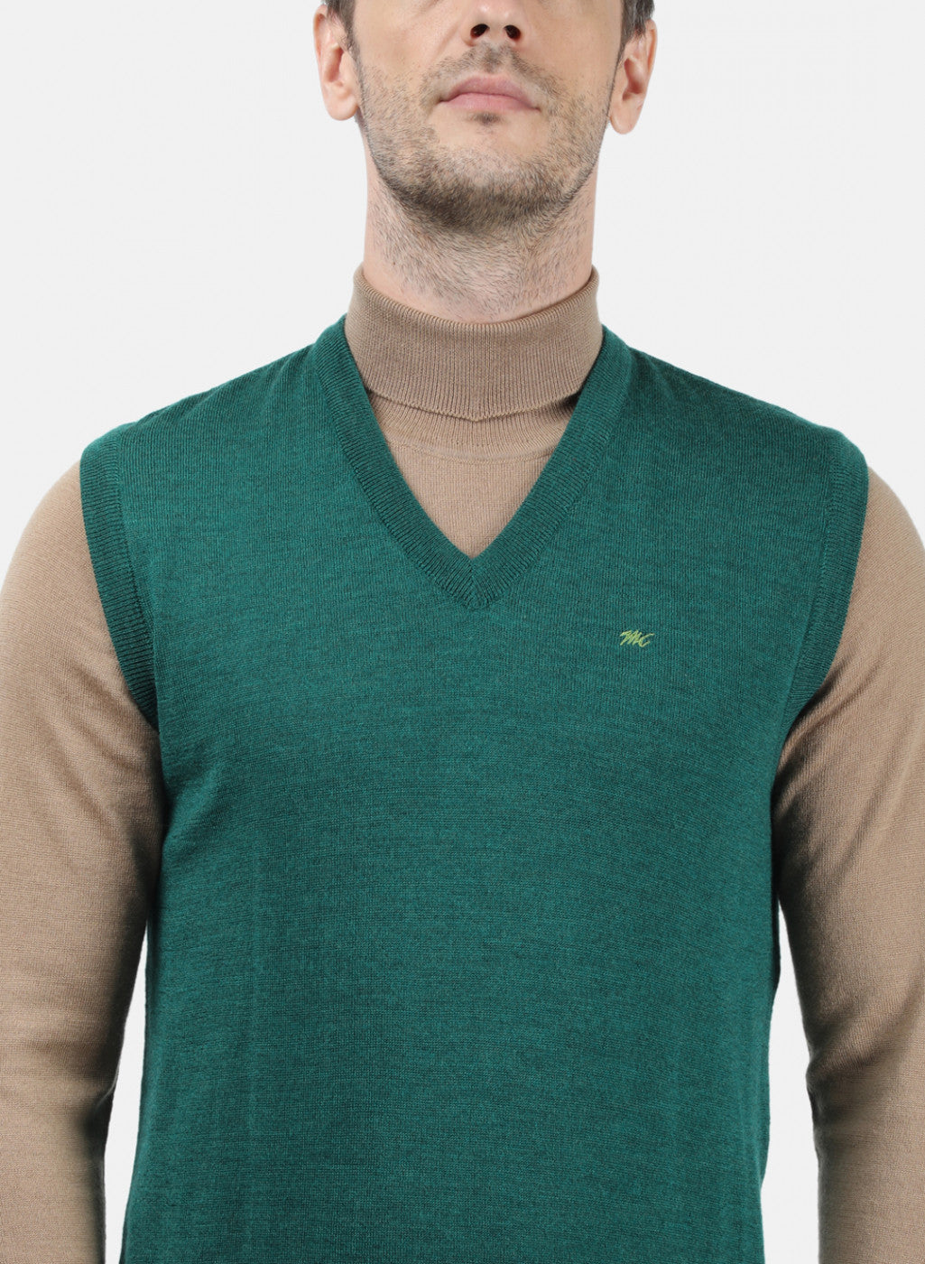 Men Green Solid Sweater