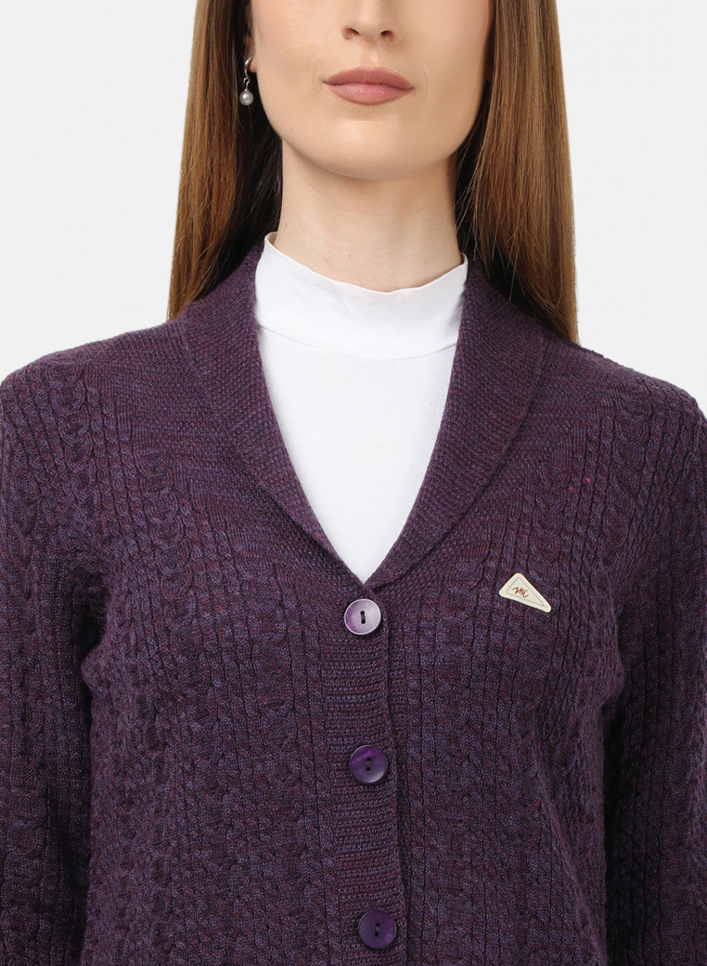 Women Purple Solid Cardigan