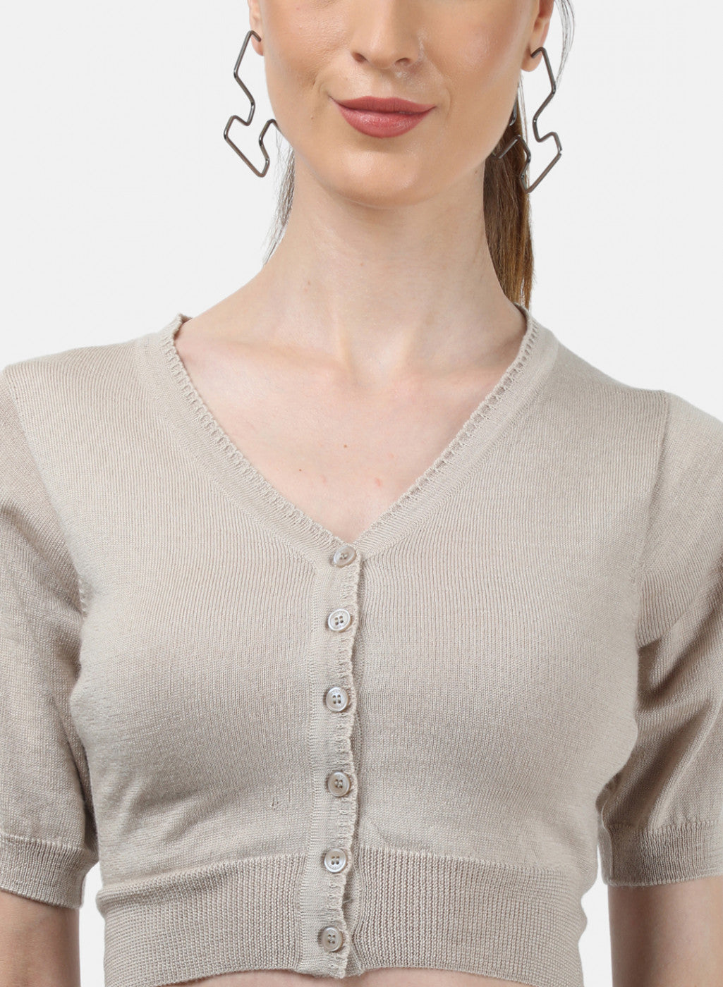 Women Beige Solid Blouse