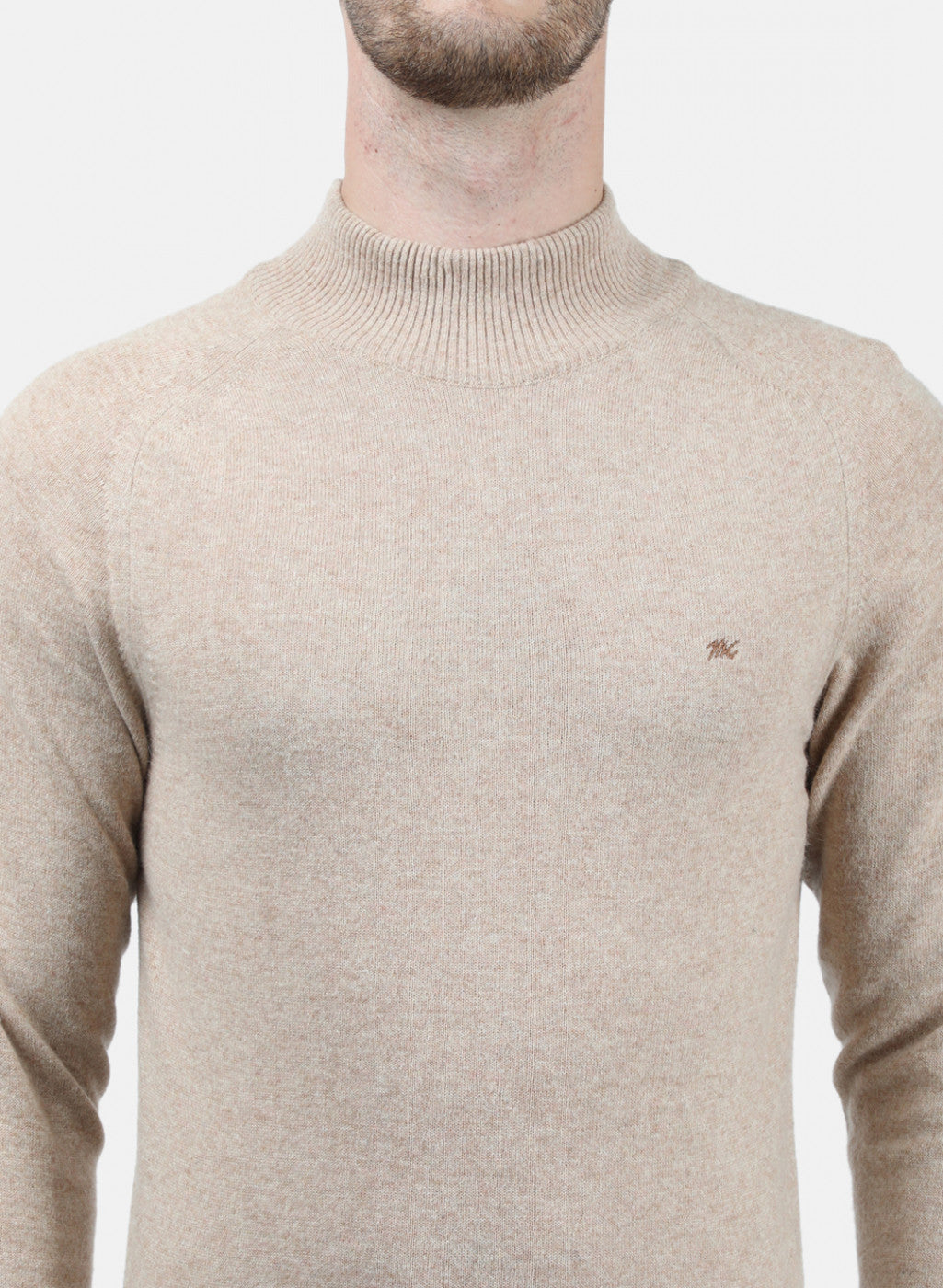 Men Beige Solid Pullover