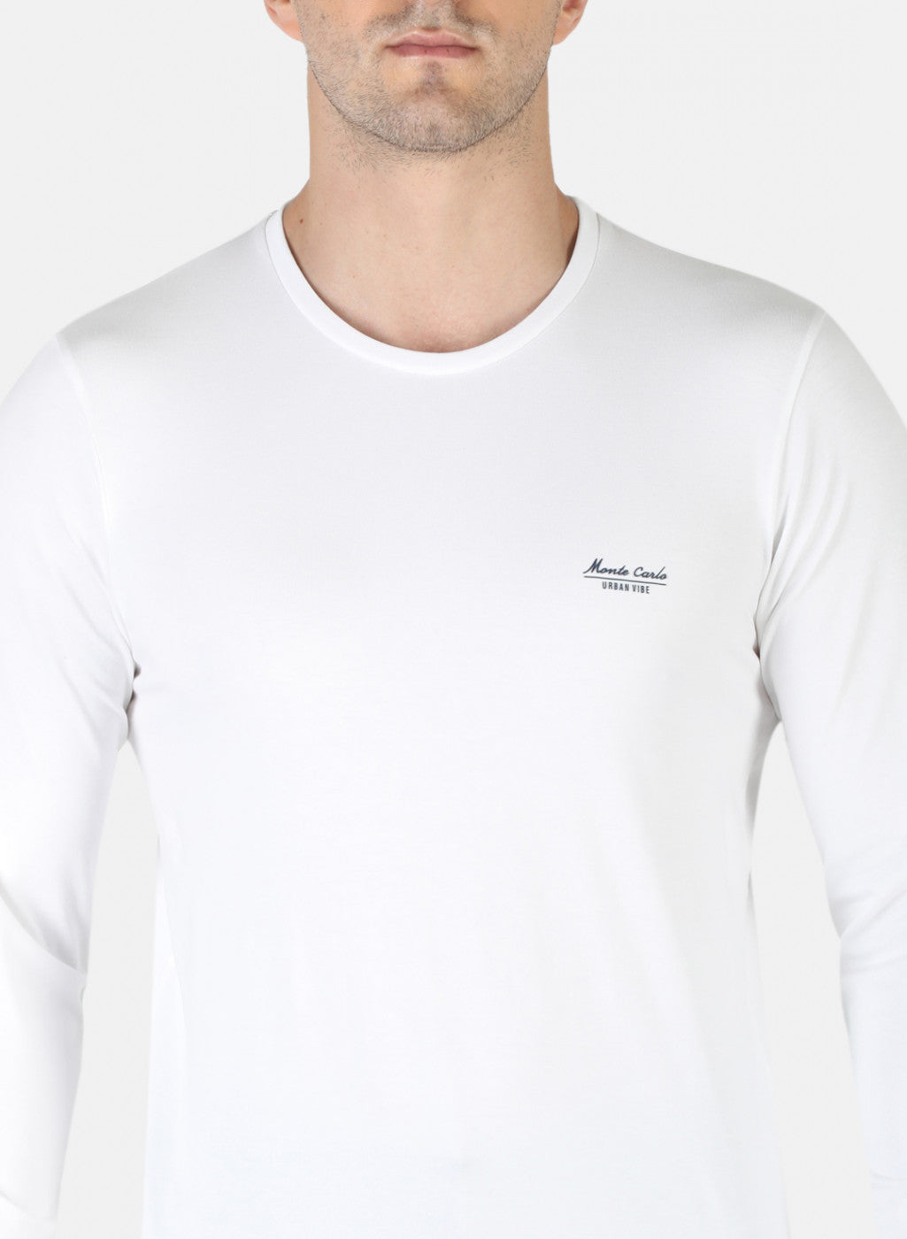 Men White Plain T-Shirt