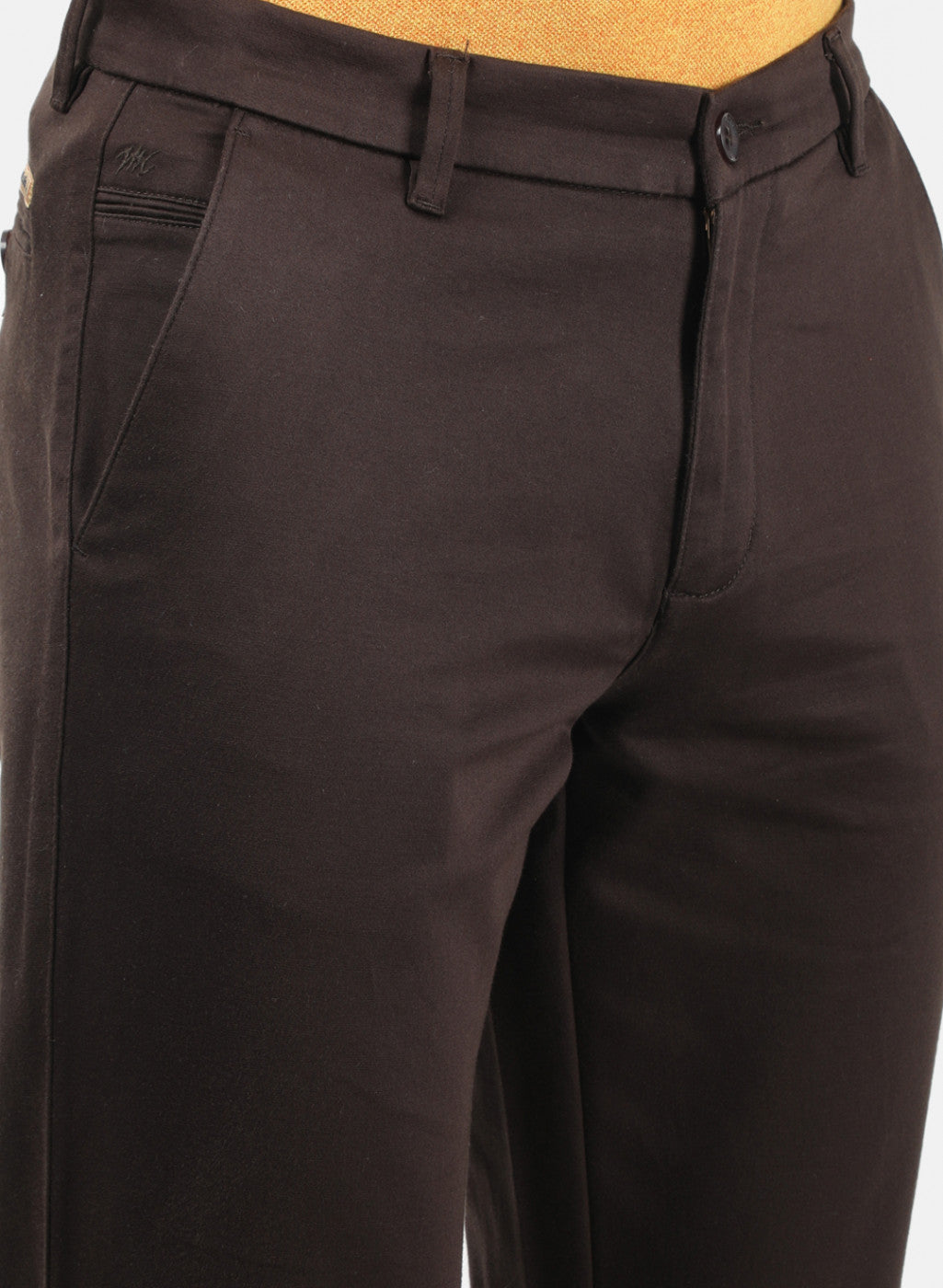 Men Brown Plain Trousers