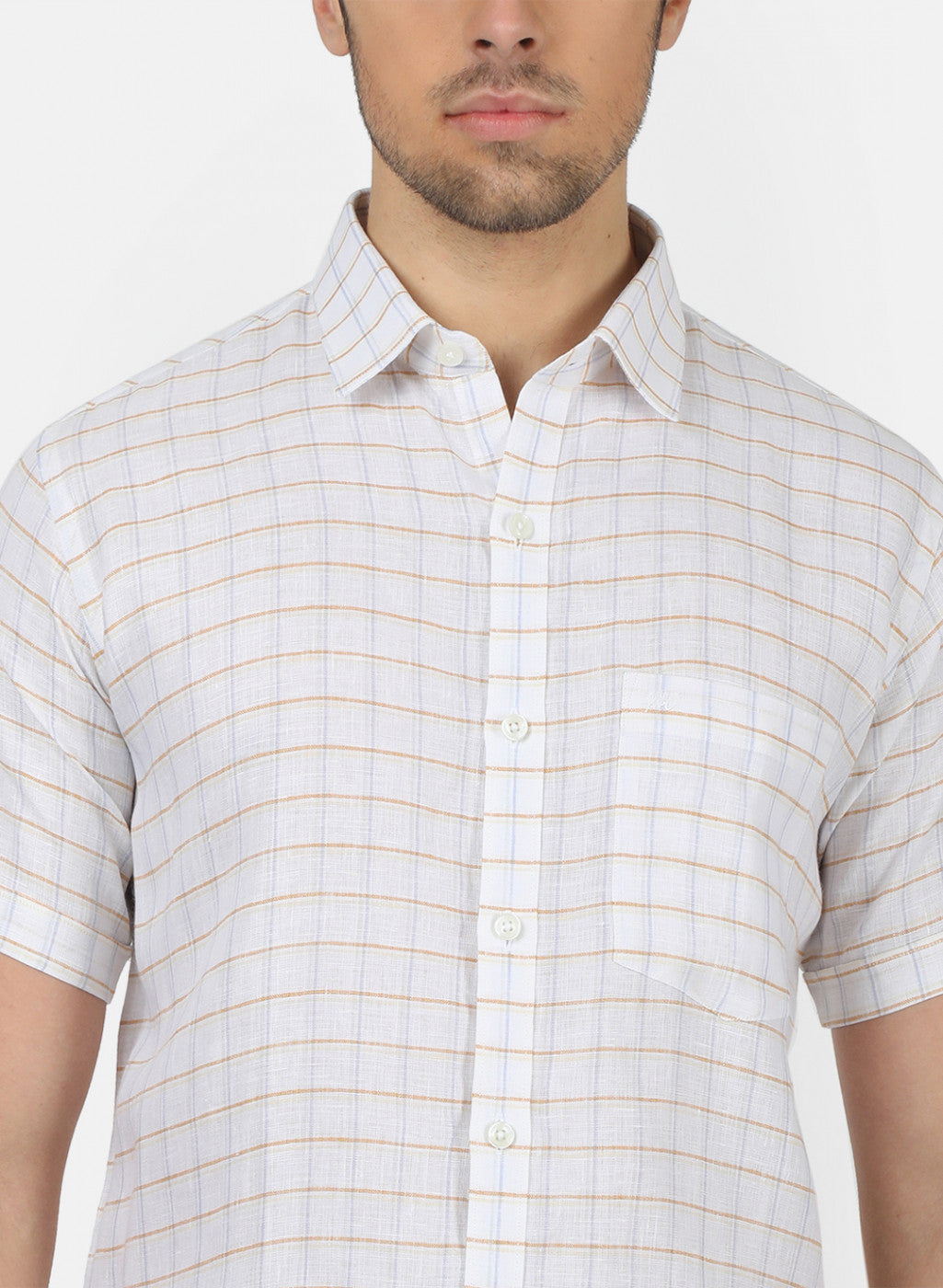 Men White Check Shirts