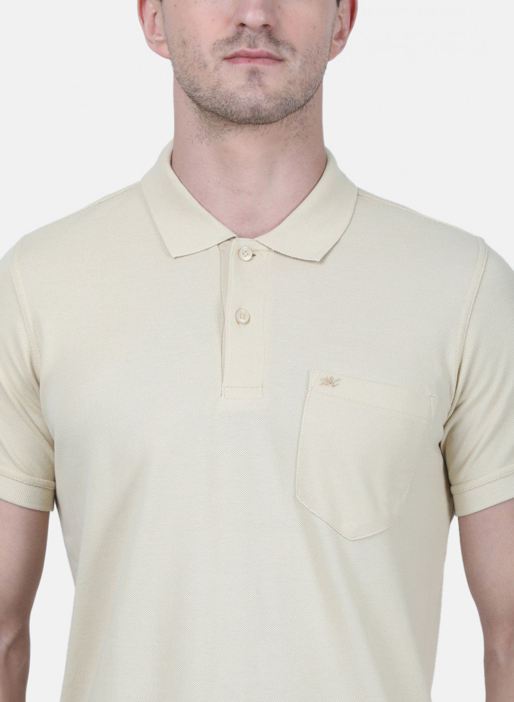 Mens Beige Plain T-Shirt