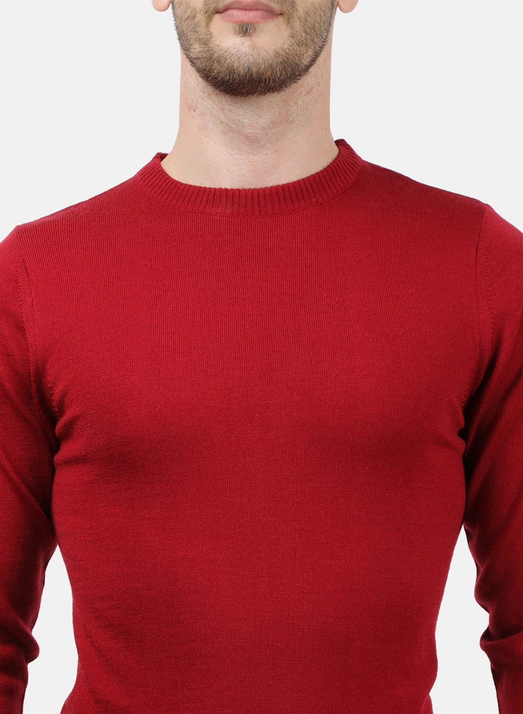 Men Maroon Solid Pullover