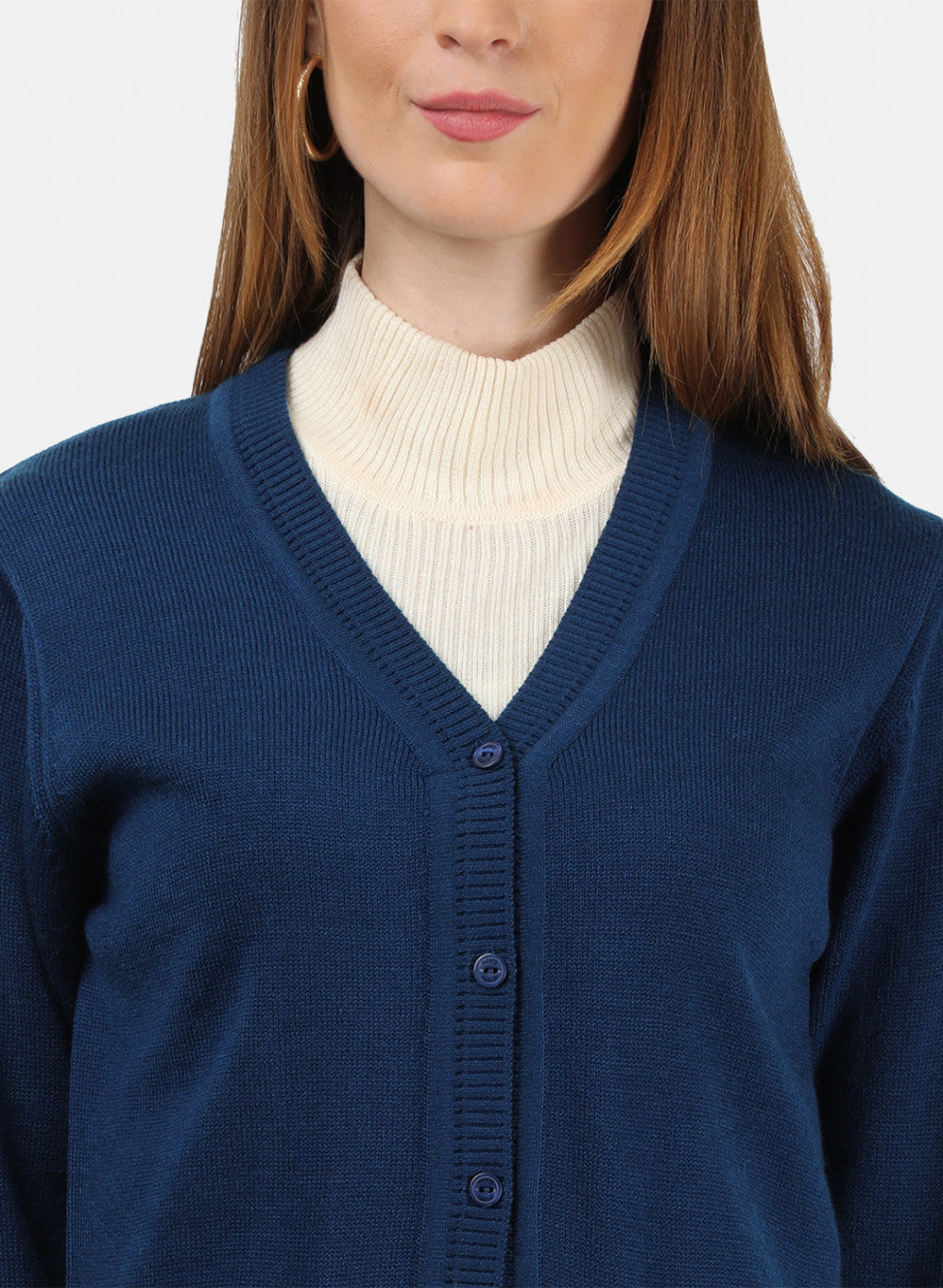 Women Blue Solid Cardigan