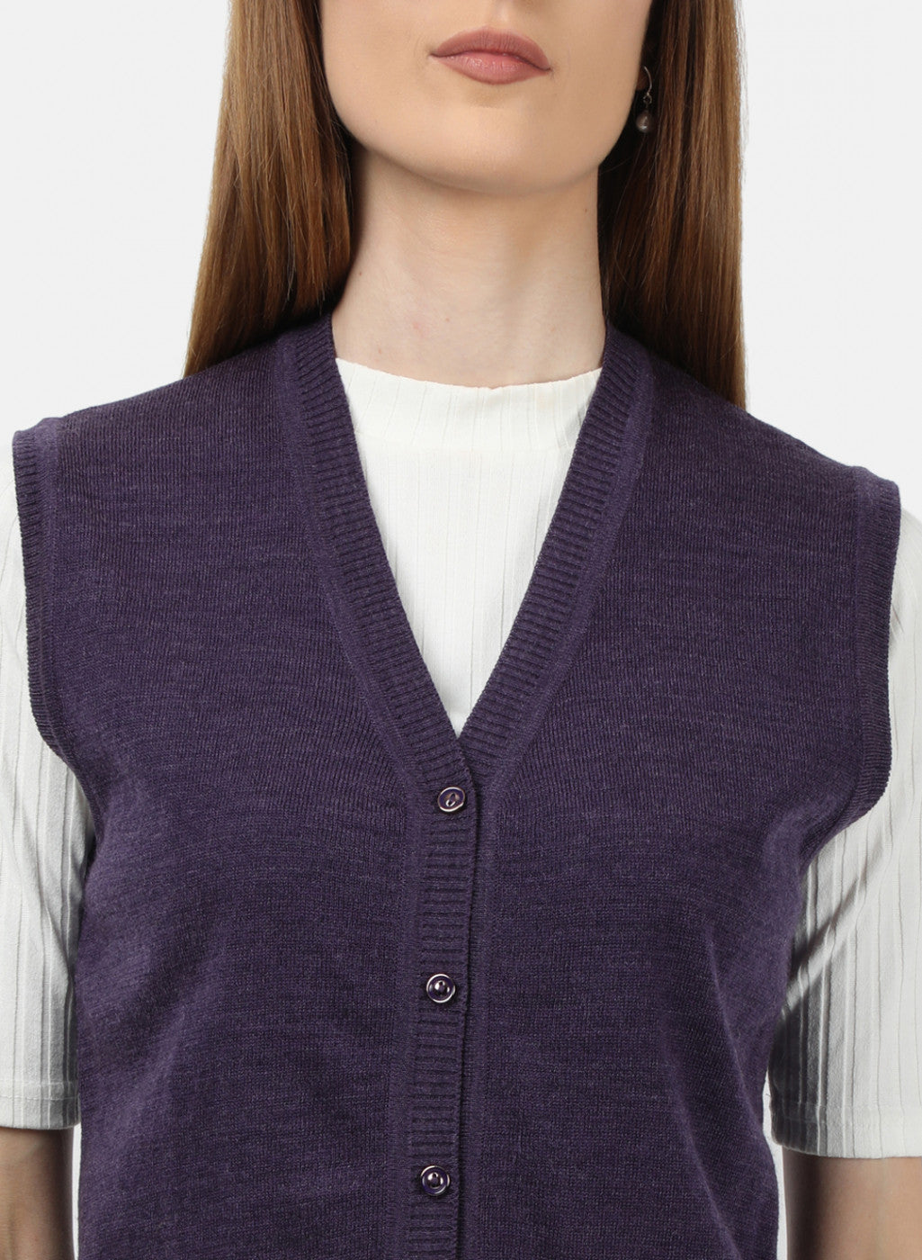 Women Purple Solid Cardigan