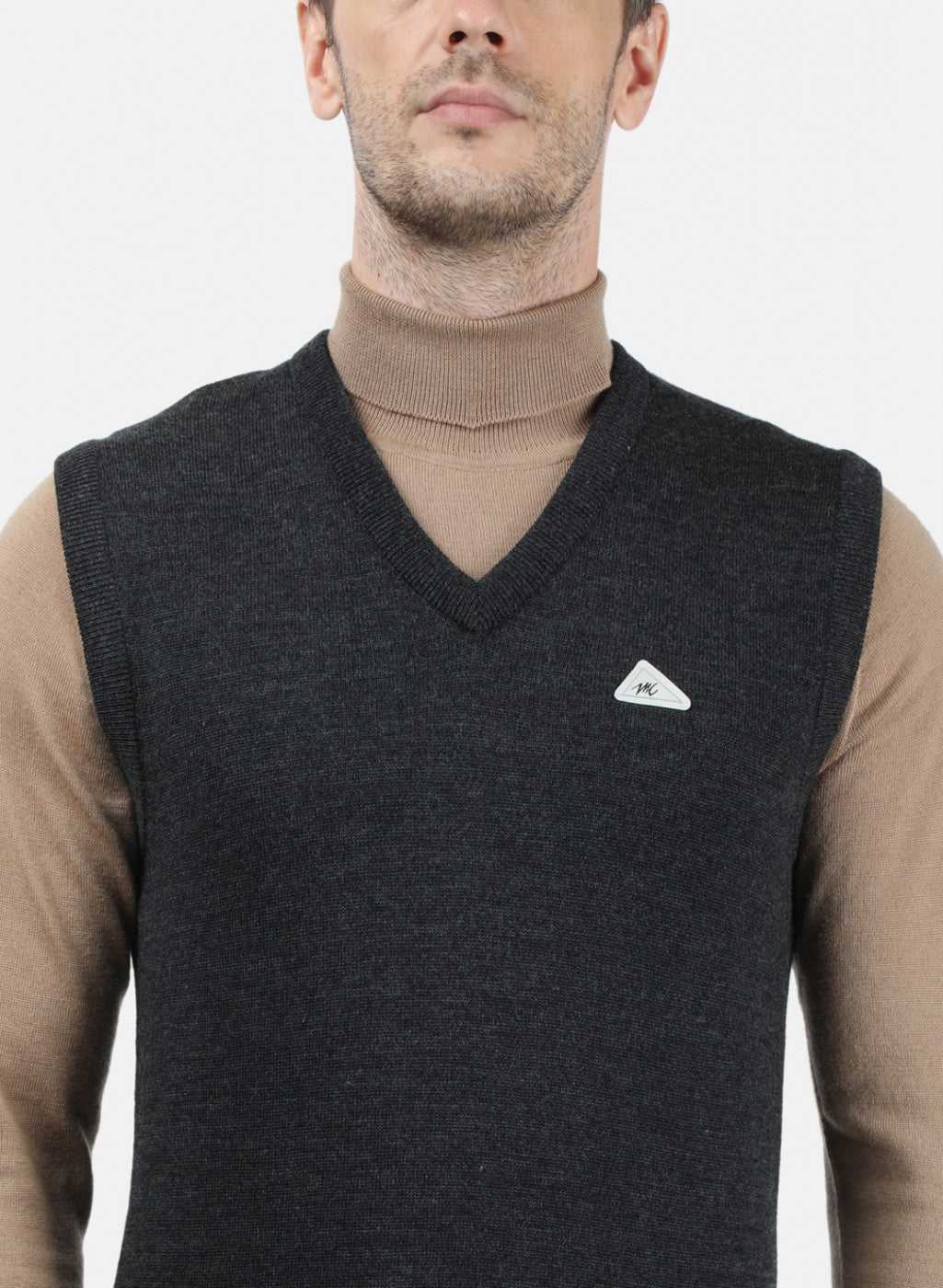 Men Dark Grey Solid Sweater