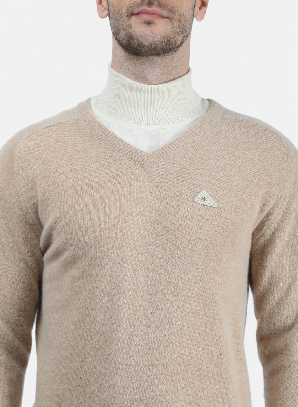 Men Beige Solid Pullover