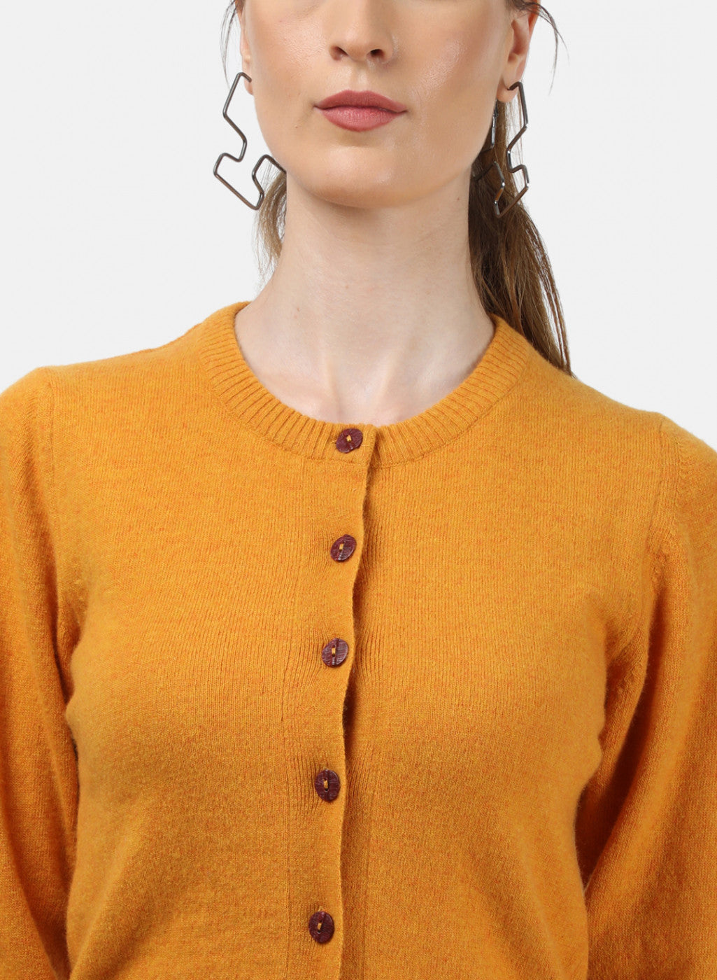 Women Yellow Solid Cardigan