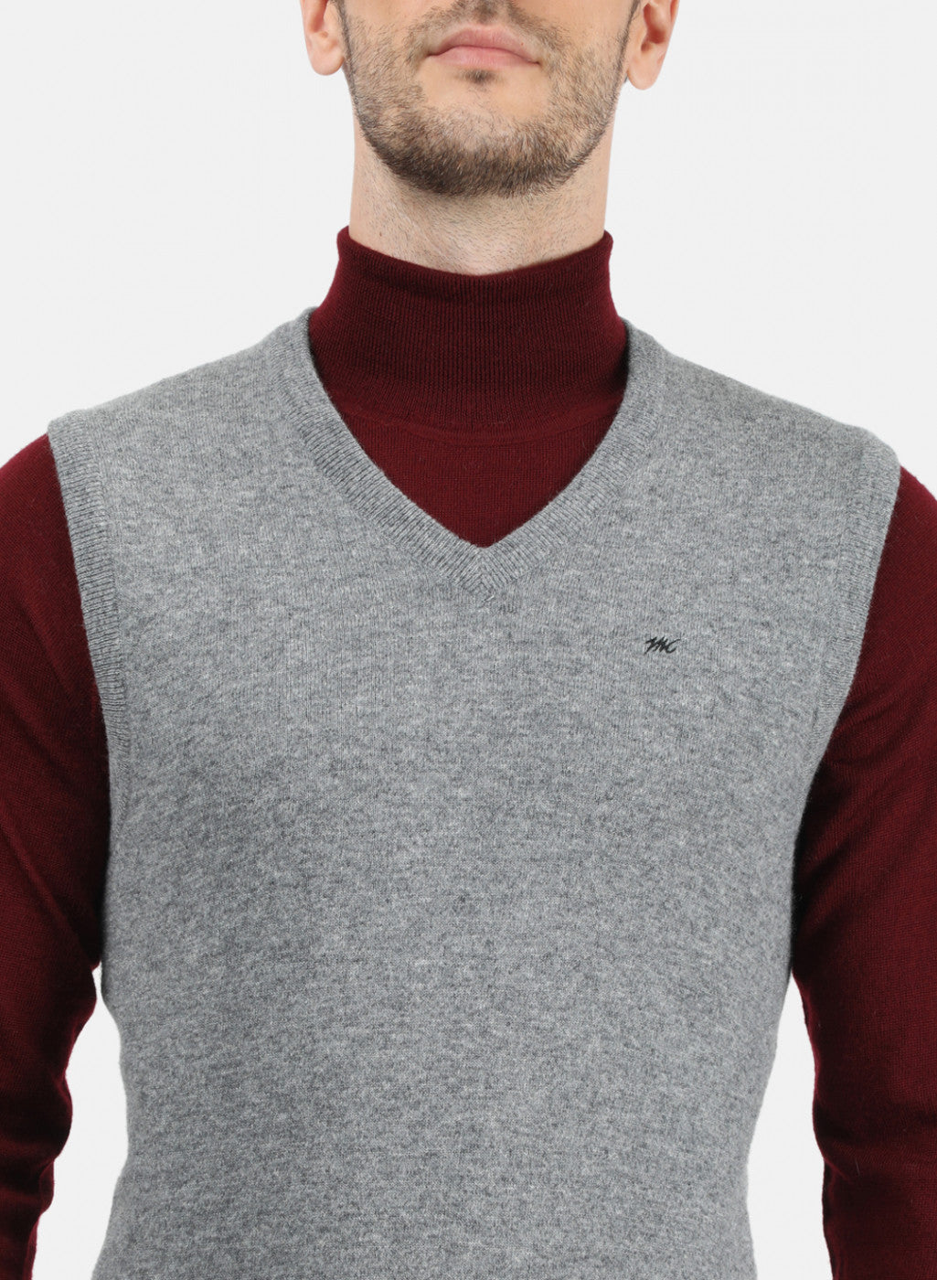 Men Grey Solid Sweater