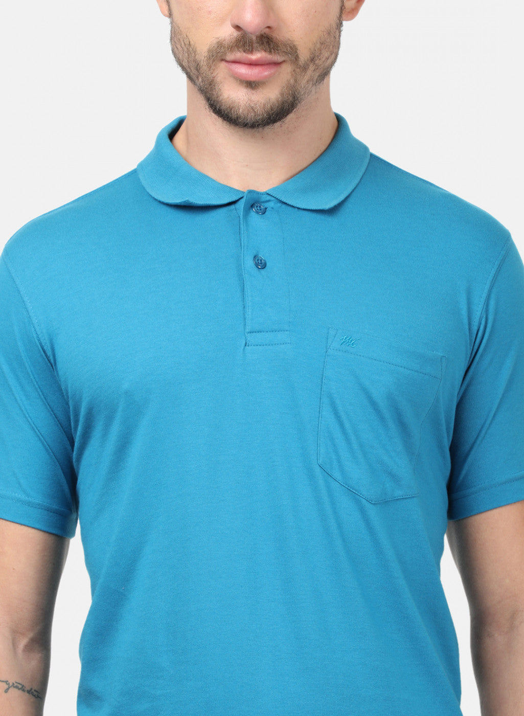 Men Blue Plain T-Shirts