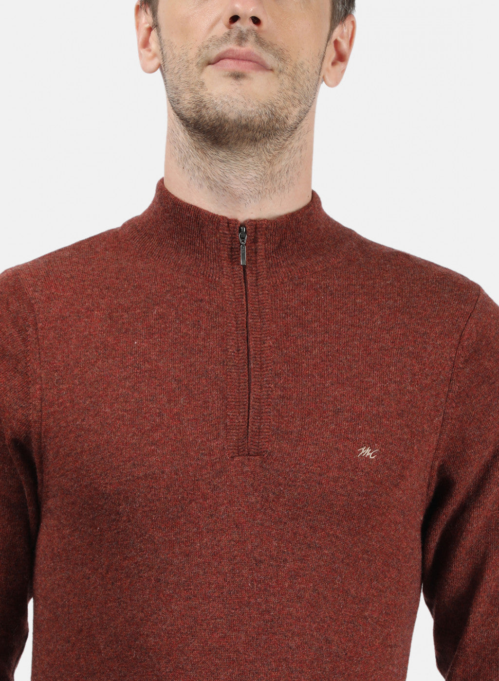 Men Brown & Orange Solid Pullover