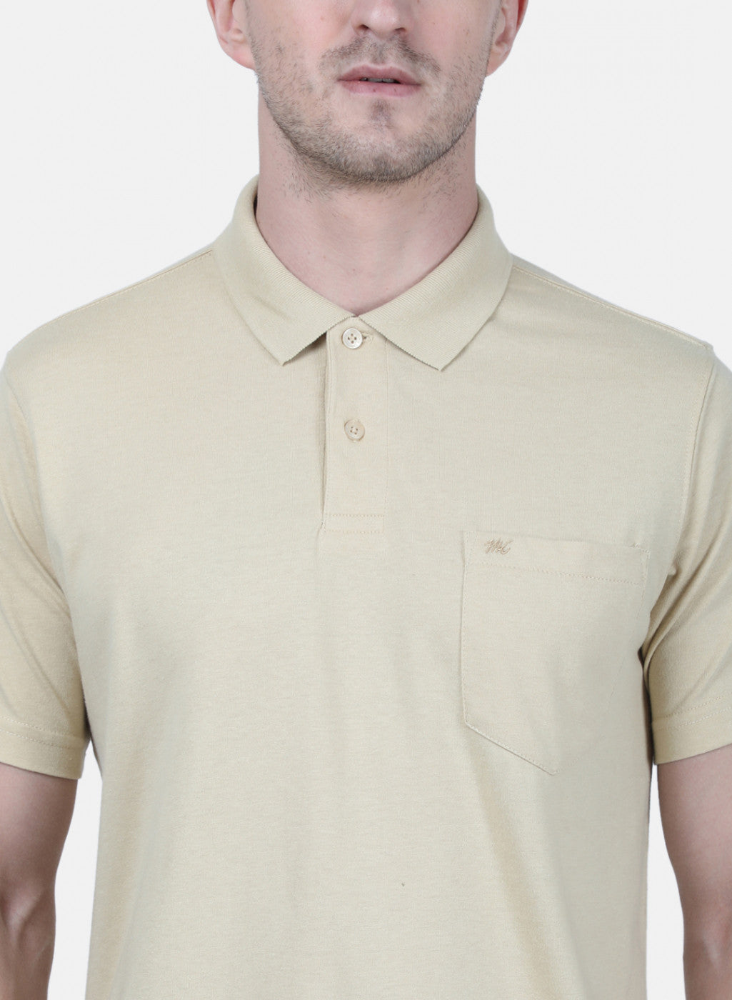 Mens Beige Plain T-Shirt