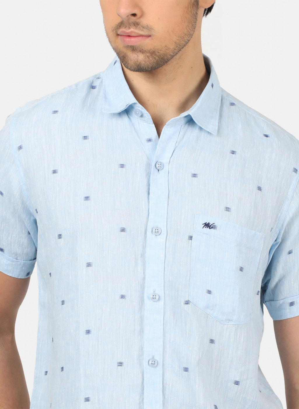 Men Blue Printed Shirts