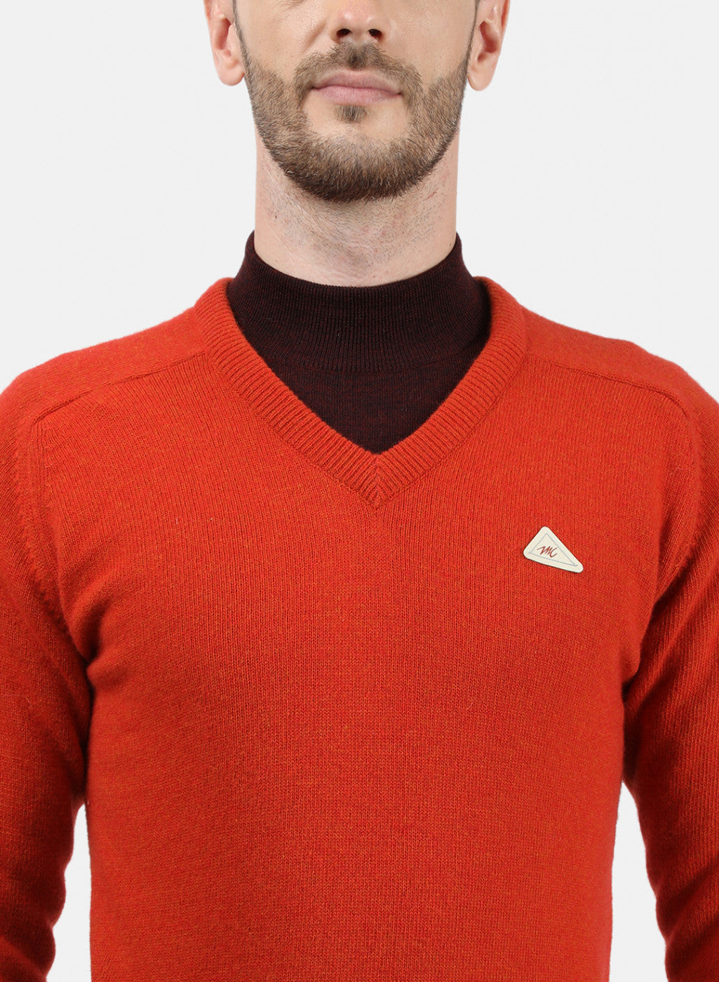 Men Orange Solid Pullover