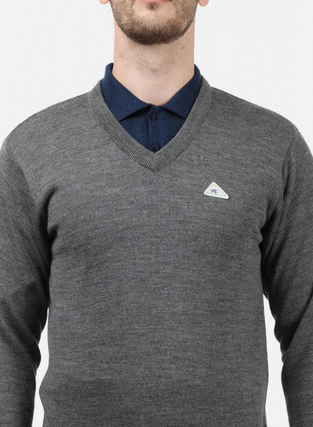 Men Grey Solid Pullover