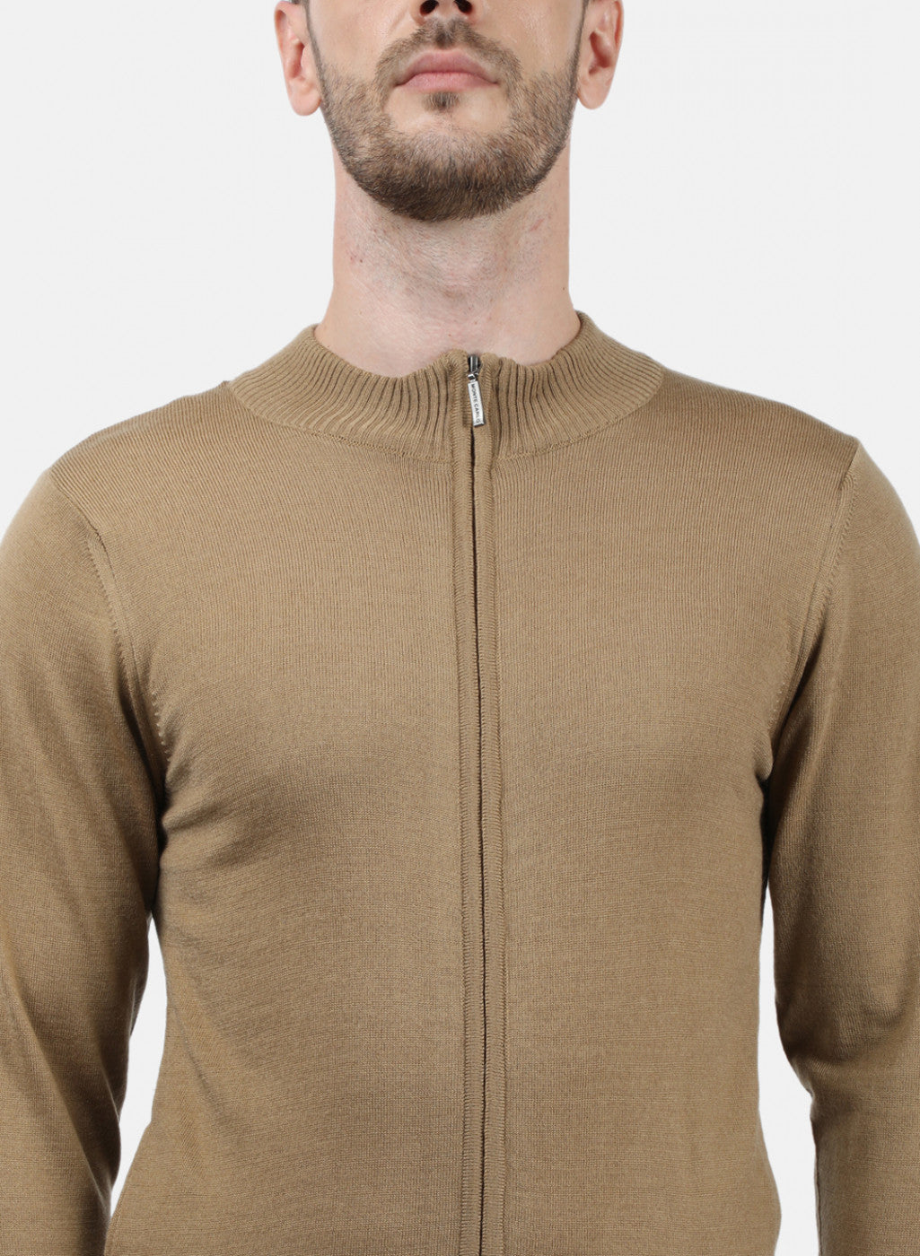 Men Light Brown Solid Pullover