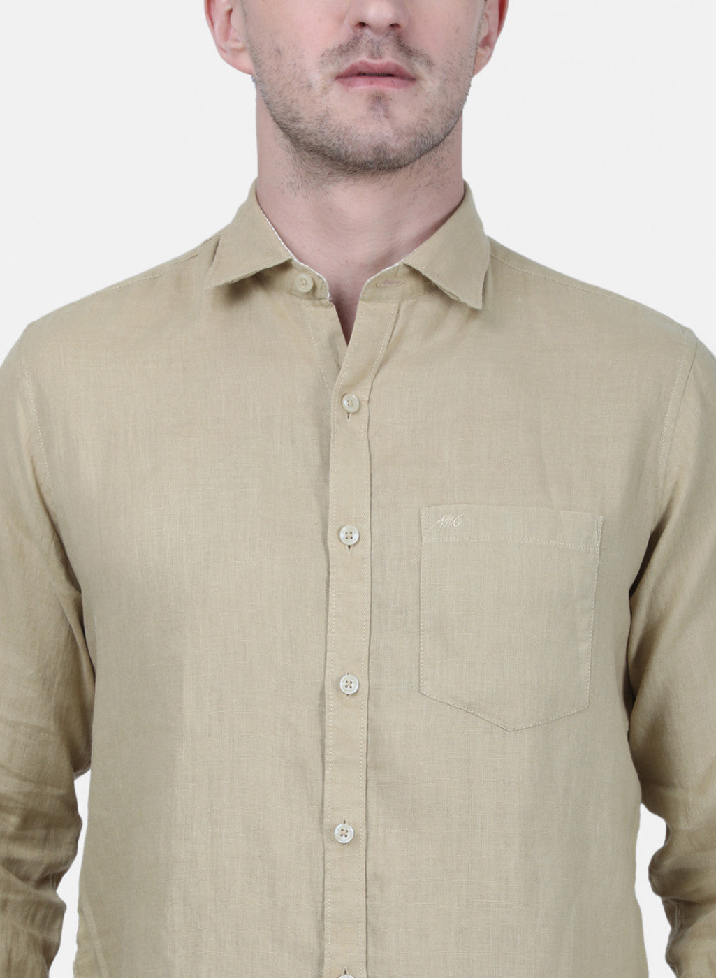 Mens Beige Solid Shirt