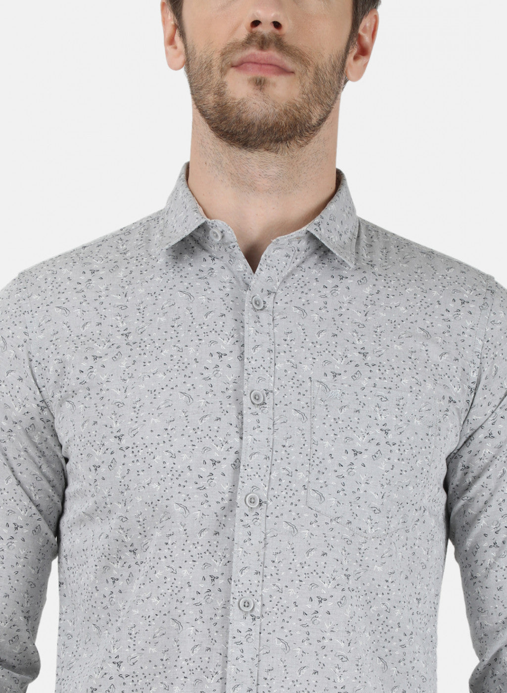 Mens Grey Printed Shirt