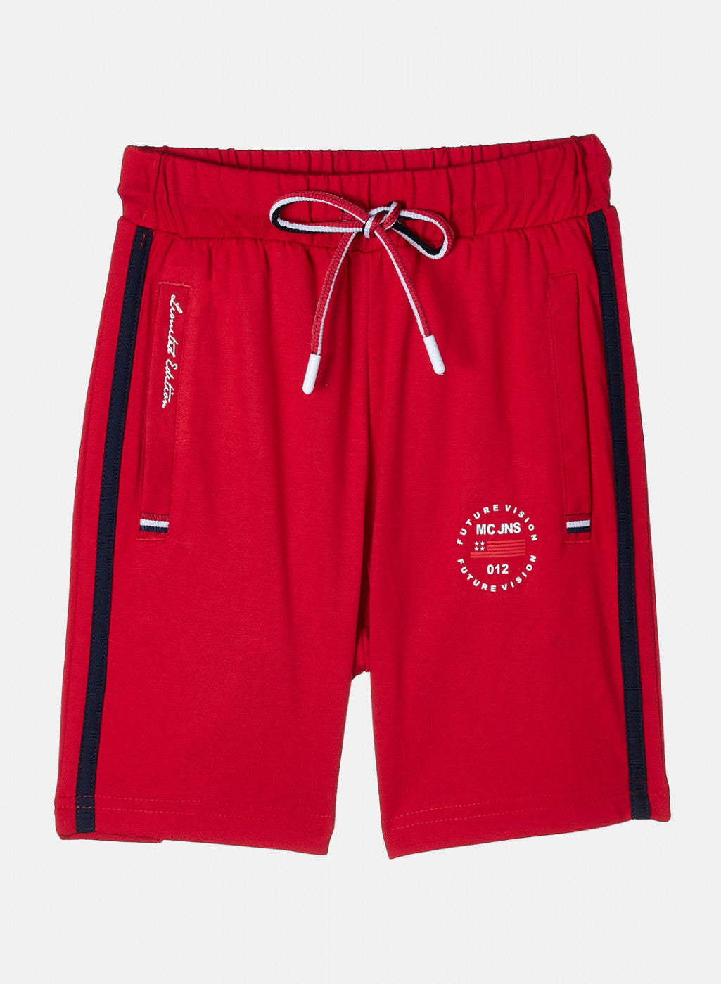 Boys Red Plain Bermuda