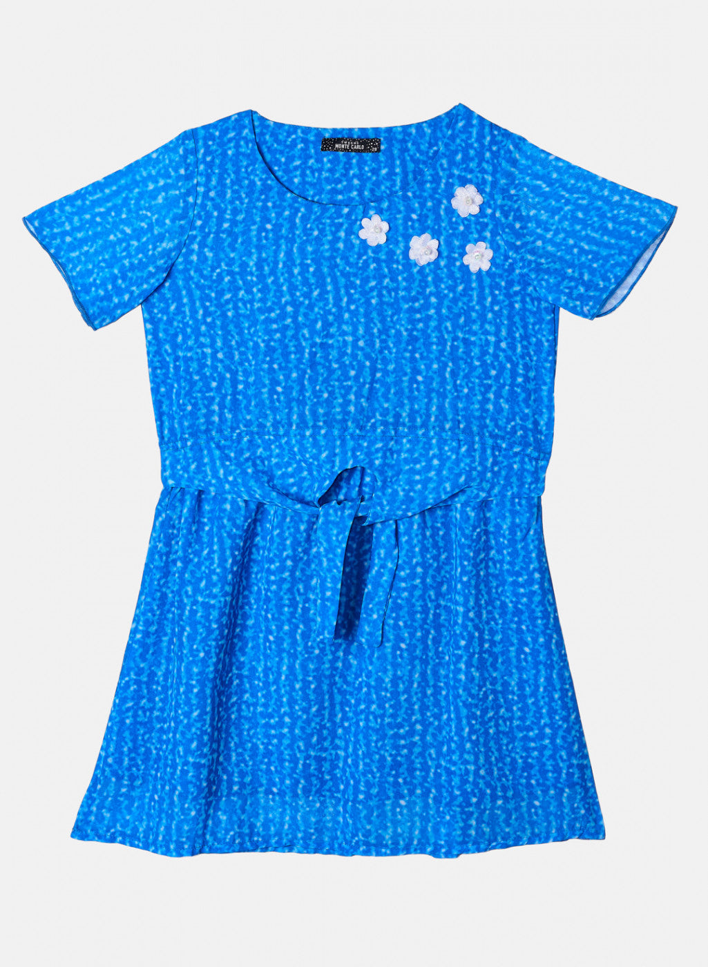 Girls Royal Blue Printed Dress