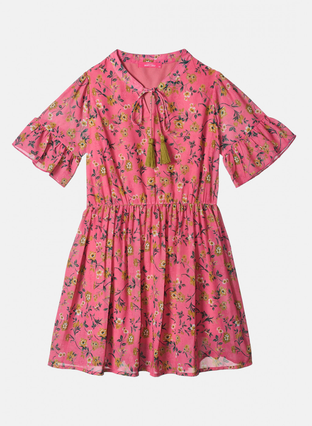 Girls Pink Printed Dress