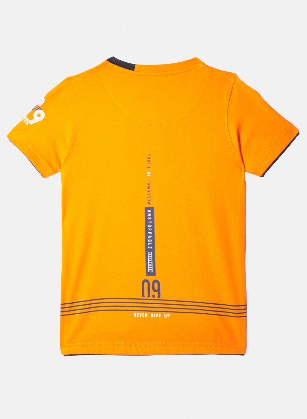 Boys Orange Printed T-Shirt