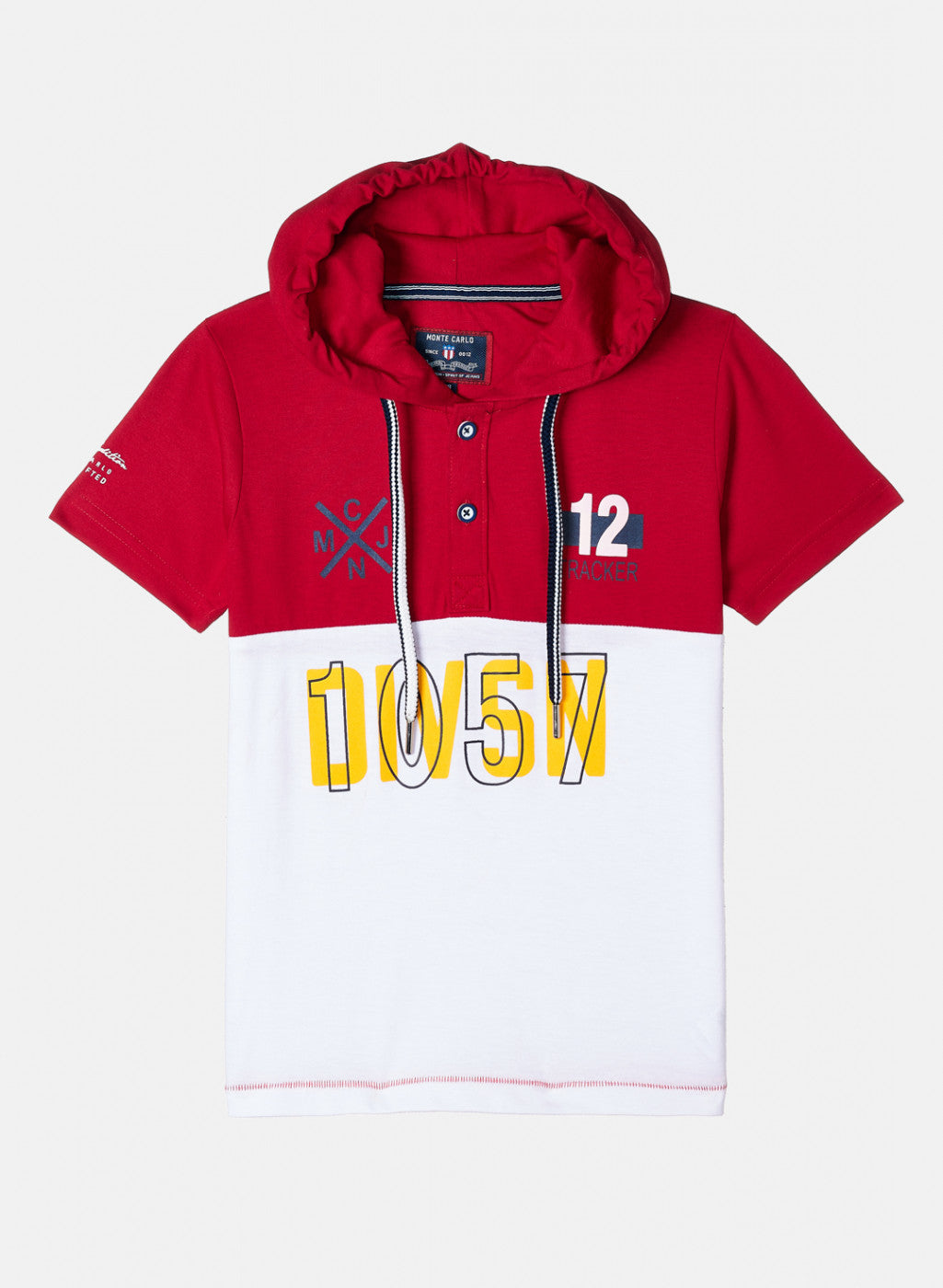 Boys Red & White Printed T-Shirt