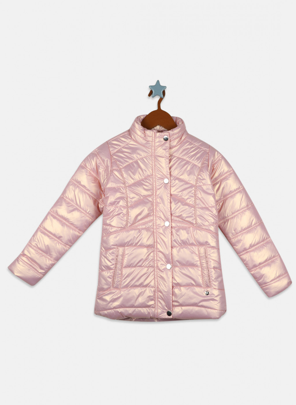 Girls Pink Solid Jacket