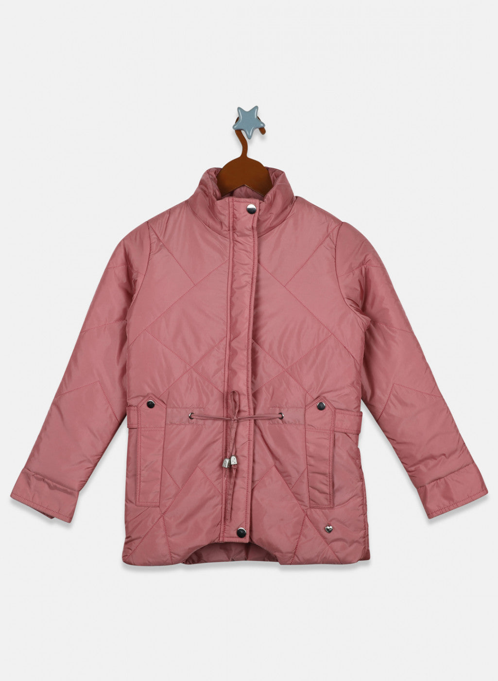 Girls Pink Plain Jacket