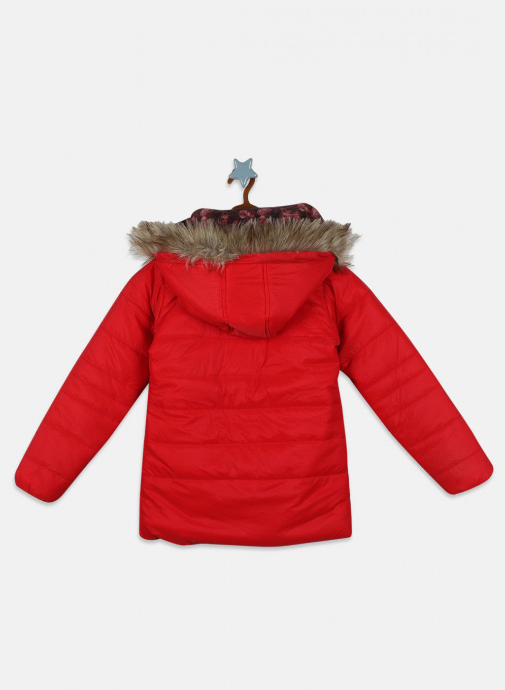 Girls Red Solid Jacket