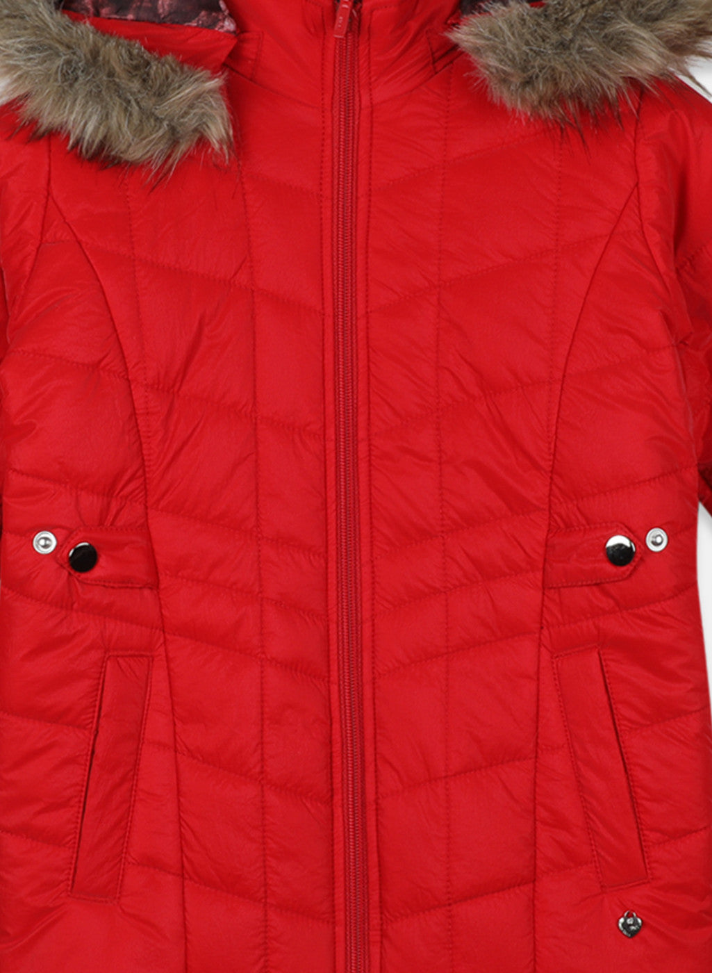 Girls Red Solid Jacket