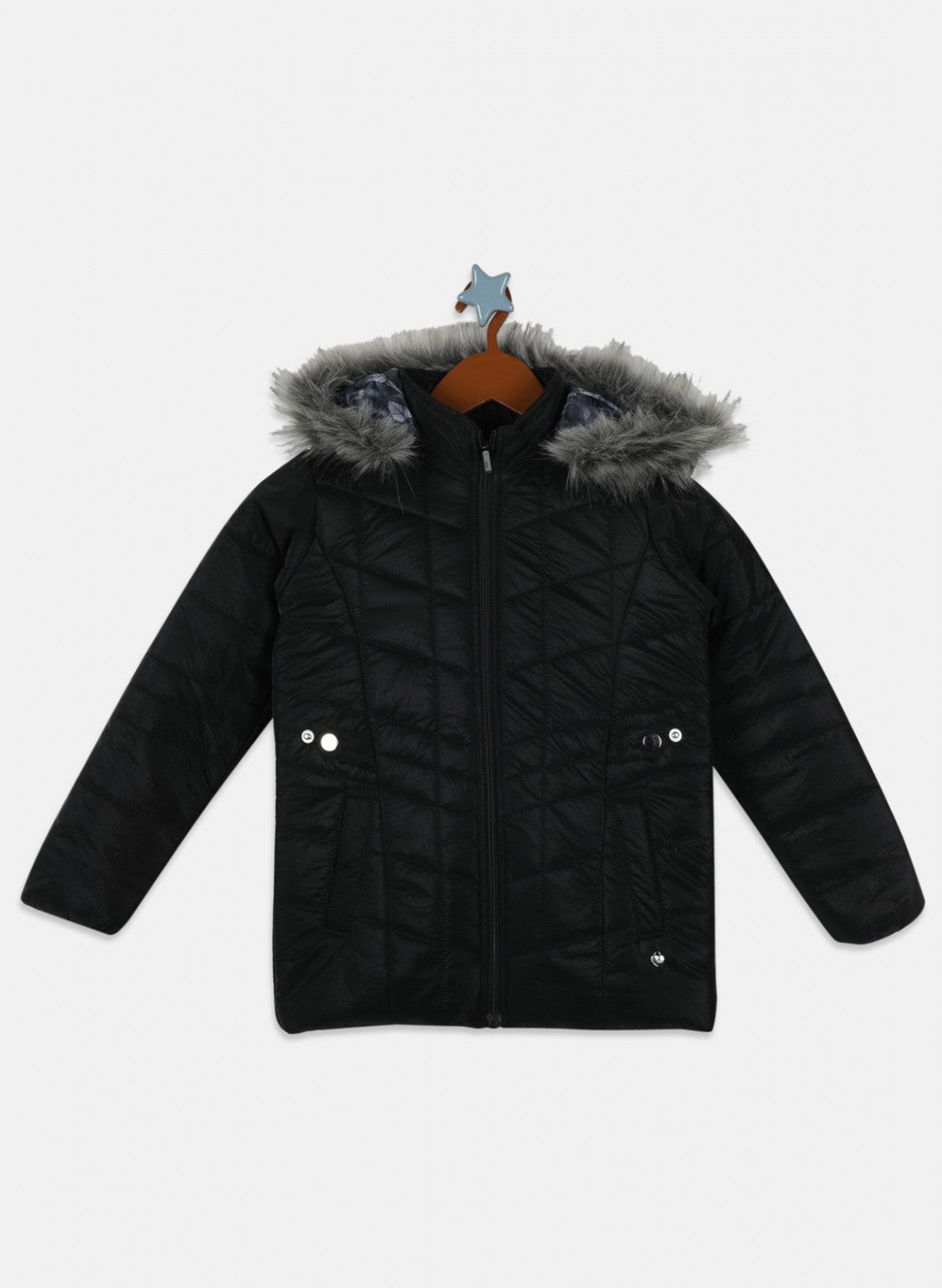 Girls Black Solid Jacket