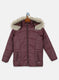 Girls Maroon Solid Jacket