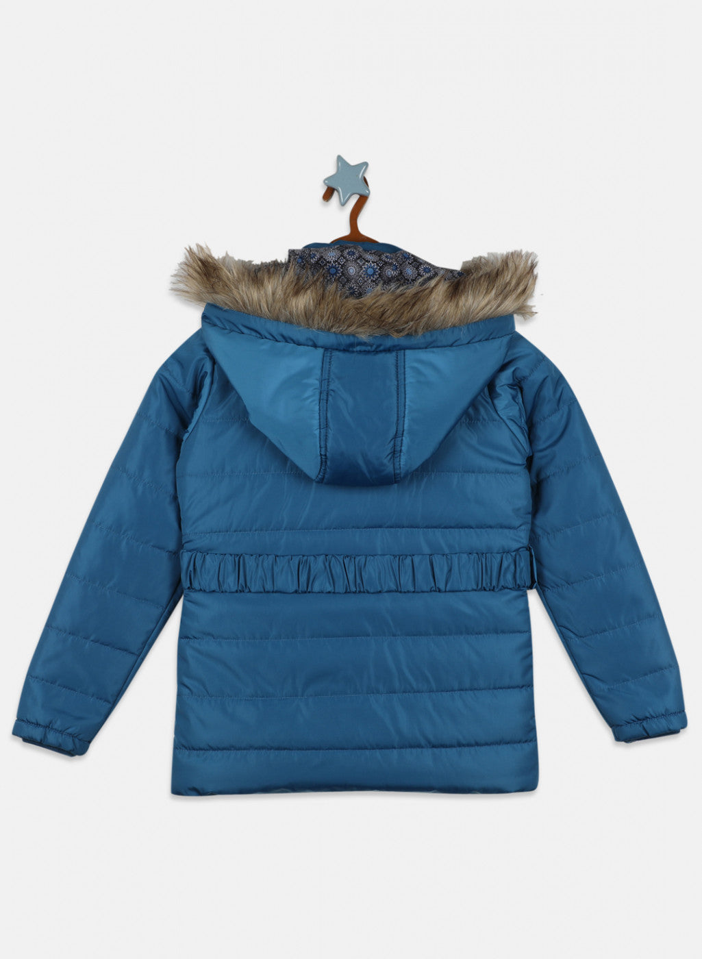 Girls Blue Solid Jacket