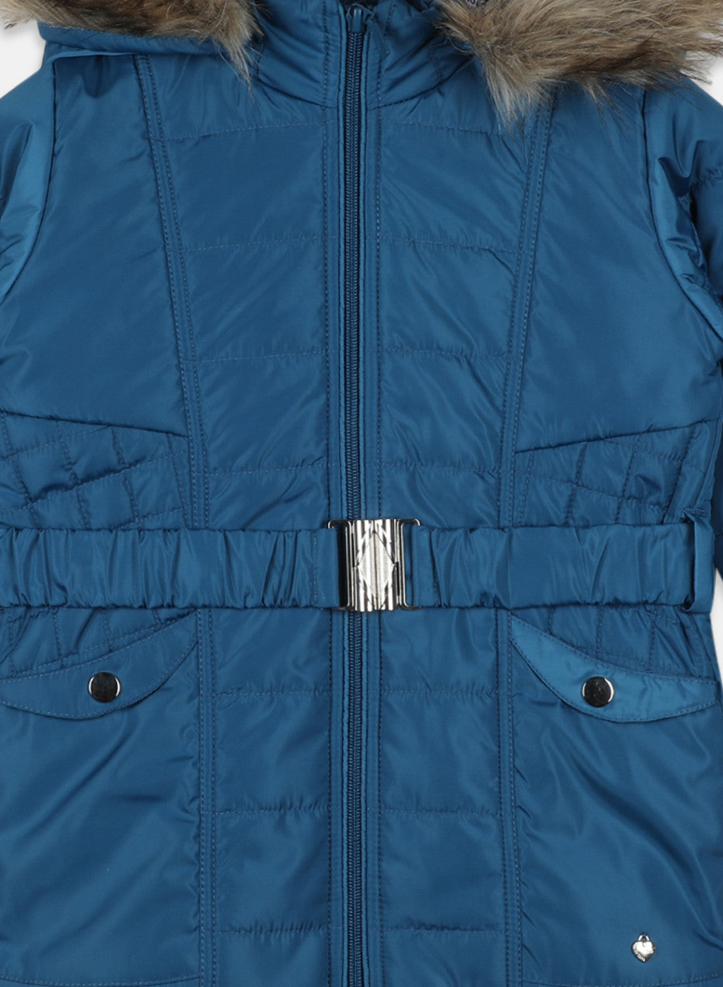 Girls Blue Solid Jacket