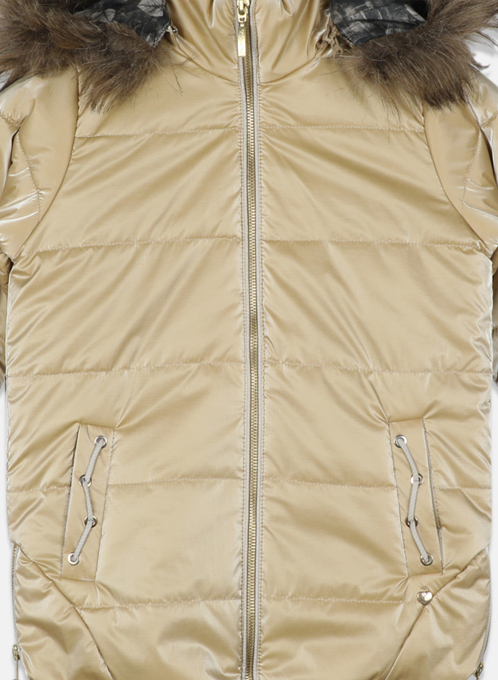 Girls Beige Solid Jacket